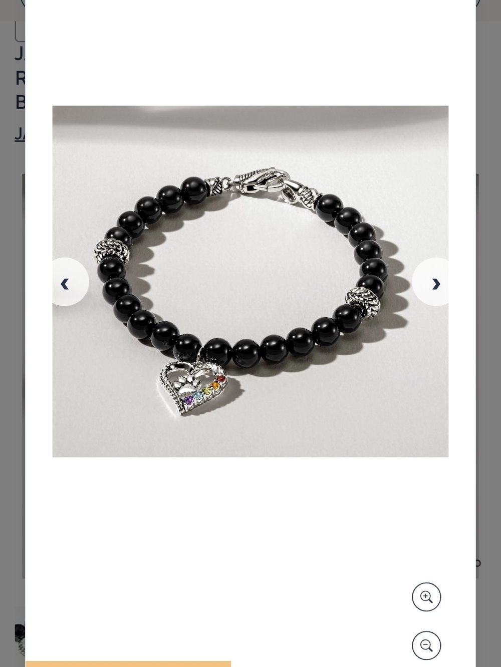 JAI Sterling Silver Onyx Bead Rainbow Bridge Charm Bracelet